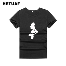 HETUAF Mermaid Printed Graphic Tees Women Summer 2018 Vintage Ulzzang Women Tshirt Feminina Cotton O-neck Big Size Polera Mujer 2024 - buy cheap