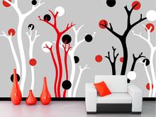 Papel de pared moderno personalizado para sala de estar, papel de pared moderno abstracto de ÁRBOL NEGRO rojo, Mural 3d para sofá, pared de TV y dormitorio 2024 - compra barato