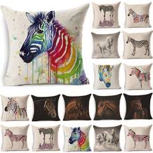 1Pcs 43*43cm Colorful Brown Horse Pattern Cotton Linen Throw Pillow Cushion Cover Car Home Sofa Decorative Pillowcase 40236 2024 - buy cheap