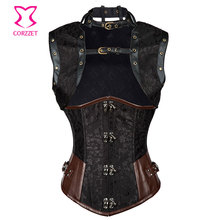Black Gothic Spiral Steel Boned Corset Waist slimming Corselet Corsets And Bustiers Underbust Steampunk Waist Trainer For Women 2024 - buy cheap