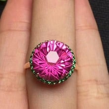 Anéis finos femininos de ouro rosê 18k au750, 100% natural, redondos, pedra preciosa para topázio, anel fino 2024 - compre barato