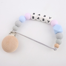 Bite Bites 1pc Baby Silicone Pacifier Chain Baby Customize Name Chews Beads Natural Wooden Pacifier Clip Baby Teether For Teeth 2024 - buy cheap