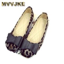 MVVJKE-zapatos planos de leopardo para mujer, con cabeza cuadrada de ante calzado plano, bailarinas con lazo para primavera y otoño 2024 - compra barato