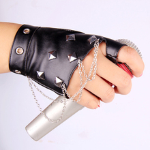 Unisex gothic punk lady girl boy Sexy Disco dance rock-and-roll fingerless short PU leather gloves 2024 - buy cheap