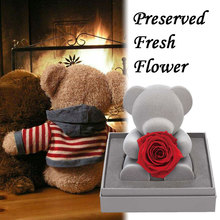 Creative Teddi Bear Eternal Rose With Box Special Gift For Valentine's Day Wedding Home Decoration For Christmas New Year 2024 - buy cheap