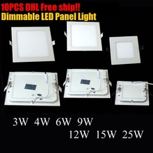 DHL Free shipping 10PCS/lot 4W 6W 9W 12W 15W 25W 110-220V Brightness Adjust Dimmable Ceiling LED Panel Light With Power Adapter 2024 - buy cheap