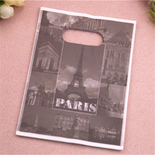 New Design Wholesale 100pcs/lot 13*18cm Luxury Fashion Paris Eiffel Tower Gift Shopping Bags Plastic Gift Packaging 2024 - buy cheap