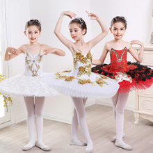 Fantasia profissional de balé com tutu infantil, vestido de balé branco vermelho para crianças, roupa de dança para garotas 2024 - compre barato
