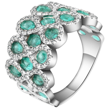 Anéis de pedra verde completa de rótulo feminino, presentes para casamento cor prata joias de luxo bague femme anillos femininos 2024 - compre barato