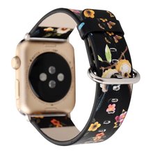 Кожаный ремешок для Apple Watch Series 1 2 3, цветной браслет для наручных часов iWatch 42 мм 38 мм, с цветным принтом птицы, с адаптерами 2024 - купить недорого