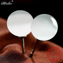 Blaike-pendientes de bola redonda para mujer, aretes de ópalo blanco, Plata de Ley 925 auténtica, piedra lunar transparente, joyería de boda 2024 - compra barato