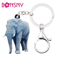 Bonsny Acrylic Walking Elephant Key Chains Keychain Rings African Jungle Animal Jewelry For Women Girls Teens Handbag Car Charms 2024 - buy cheap