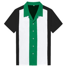 Tamanho grande overhemden heren blusa masculina manga curta camisa de bloco de cor industrial, vertical listrado camisas masculinas botão-para baixo vestido 2024 - compre barato
