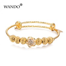 WANDO Trendy Children's bracelet Small Bangles&Bracelet flower Gold Color Charm Beads Baby Bracelet bangle Jewelry ChristmasGift 2024 - buy cheap