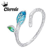 Chereda обручальное кольцо серебряного цвета с глазурью в виде листьев, обручальное кольцо с дизайном листьев, модное ювелирное изделие для женщин 2024 - купить недорого