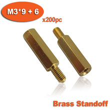 200pcs Male To Female Thread M3 x 9mm + 6mm Brass Hexagon Hex Standoff Spacer Pillars 2024 - buy cheap