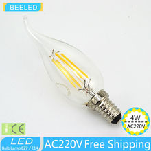 LED Filament BULB Candle light E14 6PCS / lot  Pull tail Candle Light Clear Glass Indoor LED bulb lamp AC220V A60 CE 2W 4W 6W 8W 2024 - buy cheap