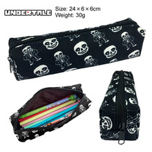 Undertale Skull Canvas Pencil Bag Printing Pouch Zipper Case Student Gift Wallet 2024 - buy cheap