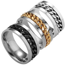 2019 Punk Rock Men Spinner Ring Titanium Stainless Steel  Gold Black Chain Rotable Rings For Women Accessories Size 6-10 2024 - buy cheap