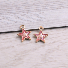 SWEET BELL  8pcs 12*15mm Alloy Metal Drop Oil Pink Five-pointed Star Charms Pendant For DIY Bracelet Necklace Jewelry Making 2024 - buy cheap