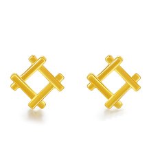 Solid AU750 Yellow Gold Earrings Women Geometric Stud Earrings 1.4g 2024 - buy cheap