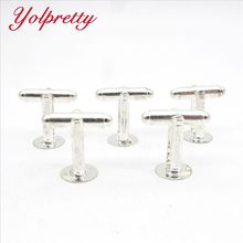 Yolprtty New Fashion wholesale 10mm 5pcs Silver iron Cufflinks Settings Blank/Base,Fit 10mm Glass Cabochons,Buttons;Ring Bezels 2024 - buy cheap