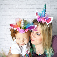 Ободок для волос детский роговый на Хэллоуин, милая повязка на голову для вечеринки в честь Дня Рождения, аксессуары для косплея 2024 - купить недорого