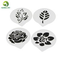 4 pcs Rose Flor Folha Decoração Do Casamento Café Bolinho Queque Bolo Stencil Template Stencils Bolo Molde Ferramentas de Cozimento Para Bolos 2024 - compre barato