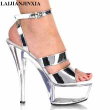 LAIJIANJINXIA Silver Patent Leather Clear High Heels Platform Sandals For Women Summer Shoes Designer Shoes Women Luxury 2018 2024 - buy cheap