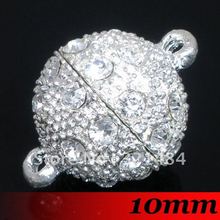 ¡Envío Gratis! 10mm 50 Uds plata plateado redondo de cristal de diamantes de imitación gancho magnético broches para joyería resultados 2024 - compra barato