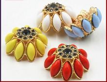 Botões decorativos de alta qualidade com diamante de flores e strass, botões de costura vermelhos, azul, amarelos e brancos, 1 peça 2024 - compre barato
