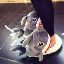 Pantufas unissex de algodão com estampa de tubarão, chinelos quentes de inverno para homens e mulheres, 2018 2024 - compre barato