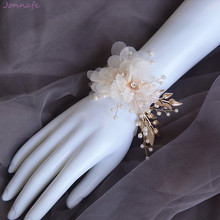 Pulsera nupcial de flores hecha a mano romántica, perlas, joyería de boda, accesorios para dama de honor 2024 - compra barato