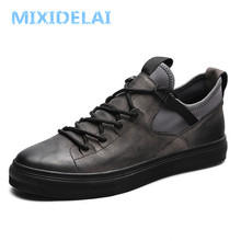 MIXIDELAI Genuine Leather First Grade Cow Leather Sneakers Men's Casual Shoes Fashion Male Lace up Flats Breathable Black Shoes 2024 - купить недорого