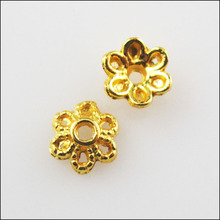 Fashion 100Pcs Gold Color Tiny Flower End Bead Caps Connectors 6mm 2024 - buy cheap