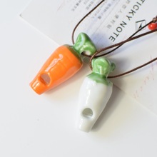 Cute Handmade China Ceramics Carrot Whistle Pendant  Necklaces Candy Long Rope Sweater Chain Necklace For Children Jewelry 2024 - buy cheap