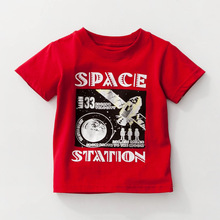 Little Maven New Summer Kids Clothing Short O-neck Red Space Station Knitted Cute Cotton Quality Boys Casual Tshirt 2024 - buy cheap