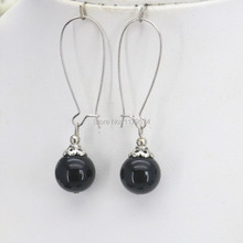 Brincos de pérolas de vidro preto 10mm, presentes de natal, design para mulheres, fazer joias, venda imperdível 2024 - compre barato