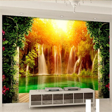 wellyu Custom wallpaper 3d large murals waterfall rural landscape 3D living room bedroom background wall paper papel de parede 2024 - buy cheap