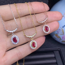 Natural red Ruby gem Pendant necklace S925 silver natural gemstone necklace Birthday gift for woman wedding party fine jewelry 2024 - buy cheap