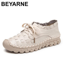 BEYARNE  Flat Shoes Women Breathable Women Sneakers Footwear High Quality Women Flats Genuine Leather Casual Shoes 2024 - buy cheap