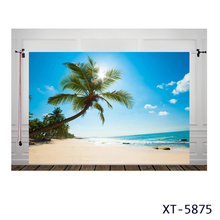 HUAYI-Fondo de fotografía de playa de mar, telón Tropical de playa, palmera de coco, Isla de fondo para vacaciones de verano, fiesta, sesión fotográfica 2024 - compra barato