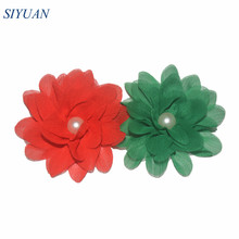 Wholesale 120pcs/lot Girl Lovely Chiffon Flower Hair Clip Pearl Center Chiffon Flower Headdress Accessories MH83 2024 - buy cheap