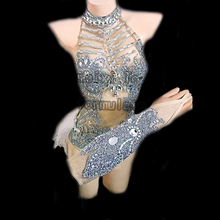 Sexy shiny hollowed-out rhinestone jumpsuit nightclub singer dancer dress 2024 - buy cheap