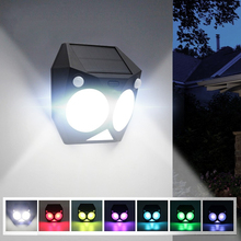 Ousam-Luz LED Solar de movimiento al aire libre, lámpara RGB con Sensor Dual PIR, resistente al agua, superbrillante, de seguridad, para jardín, Patio 2024 - compra barato