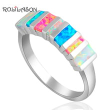 Rectangle style Popular design Color fire Opal silver color Stamped Rings Fine  jewelry for women USA SZ #6 #7 #8 #9 #10 OR636 2024 - buy cheap