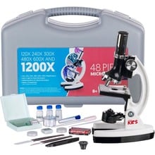 AMSCOPE-KIDS-Kit de microscopio biológico educativo, 120X-1200X, 48 piezas 2024 - compra barato