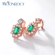 MOONROCY Rose Gold Color Austrian Crystal Earrings Cubic Zirconia Red Green Blue Wedding Earrings for Women Dropshipping 2024 - buy cheap