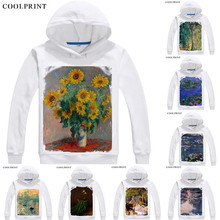 Claude Monet Hoodies Hooded Anime Hoodie Oil Painting Impression Sunrise Bouquet of Sunflowers Water-Lilies Cosplay Sweatshirts 2024 - buy cheap