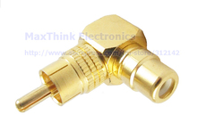 RCA Male to RCA Female Jack Adapter 90 Degree Angle Audio Adapter Connector,Gold Plating , 3pcs , Free shipping 2024 - buy cheap